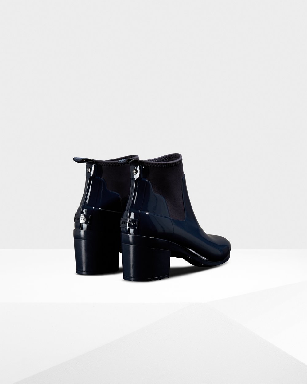 Heeled Boots Dames - Hunter Refined Slim Fit Gloss Mid - Donker Blauw - 58ZAOICLX